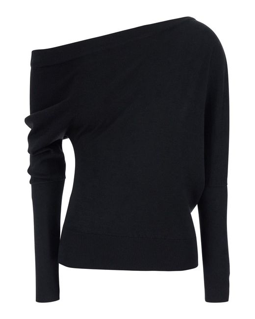 Tom Ford Black Sweater Off-Shoulder Wool-Silk