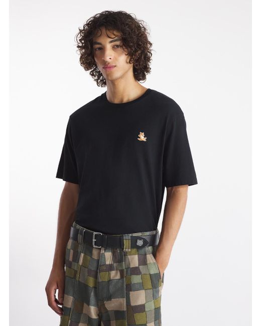 T-Shirt Con Patch Volpe Chilax di Maison Kitsuné in Black da Uomo