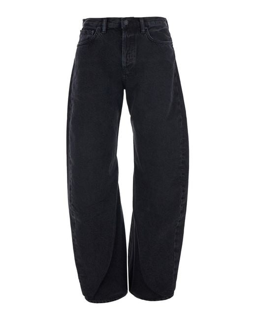 Agolde Blue Jeans Spiral Jean With Pockets And Patch 100% Cotton Wome