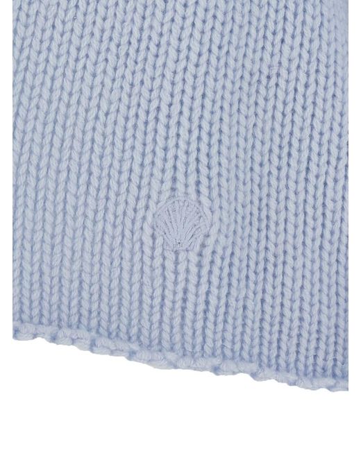Loulou de Saison Blue Derry Lds U-Neck Sweater With U-Neck And Long Sleeves
