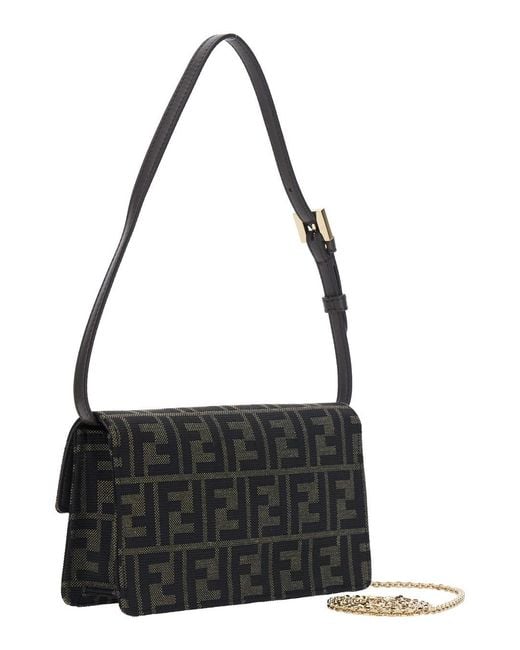 Fendi Black Wallet On Chjain Ff Jacquard