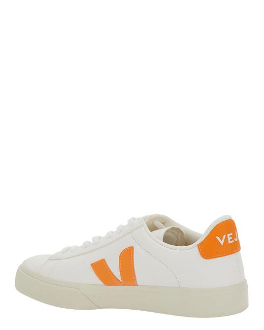 Veja White 'Campo' Low Top Sneakers With Contrasting Logo for men