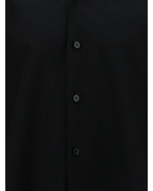 Jil Sander Black Bowling Shirt With Buttons In Lightweight Bio Cotton Man for men