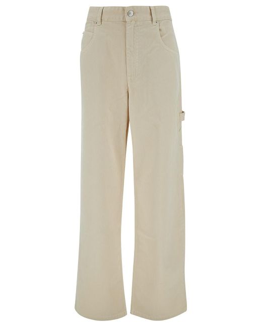 Isabel Marant Natural 'Bymara' Five-Pocket Jeans With Logo Patch