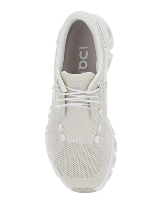 On Shoes White Cloud 6 With Cushied Sole And Tech Fabric Upper