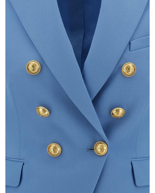 Balmain Blue Fitted Double-Breasted Jacket