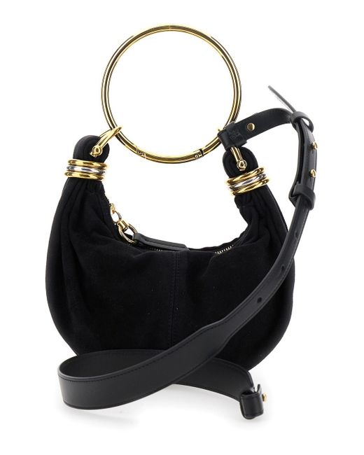 Borsa A Mano 'Bracelet Piccola' Con Manico Ad Anello E Logo Lett di Chloé in Black