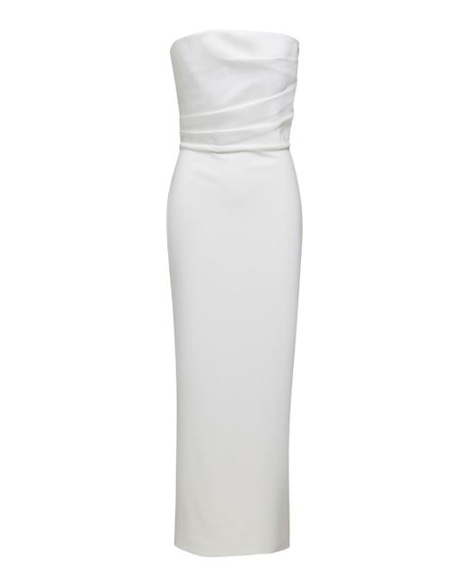 Solace London White Draped Maxi Dress With
