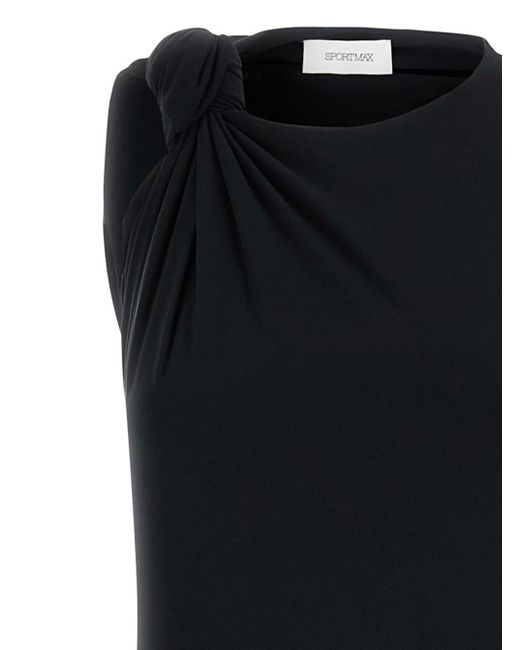 Sportmax Black Nuble Monoshoulder Maxi Dress