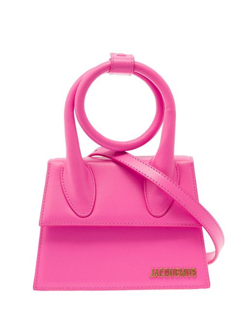 Jacquemus Pink 'Le Chiquito Noeud' Fuchsia Crossbody Bag With Logo Detail