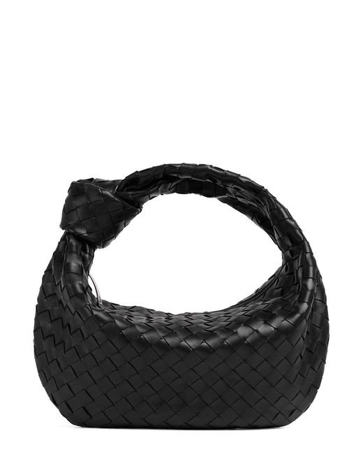 Bottega Veneta Black Shoulder Bag 'Jodie' Small With Knot Detail And Intreccio Motif