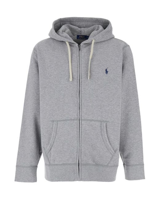 Felpa Con Cappuccio Con Coulisse E Ricamo Cavallino di Polo Ralph Lauren in Gray da Uomo