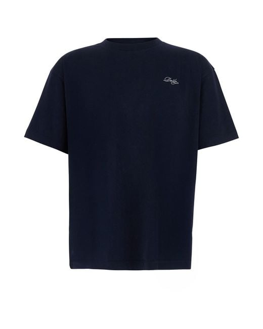 Drole de Monsieur Blue T-Shirt With Patch And Round Neck for men