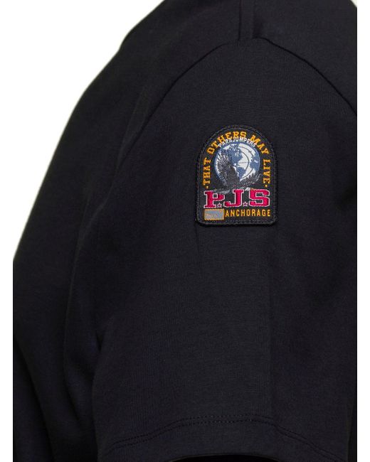 Parajumpers Black T-Shirt With Logo Patch On Sleeve for men