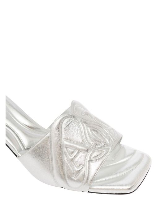 Alexander McQueen White Slip-On Sandals With Embossed Logo