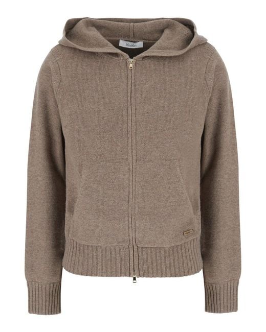 Max Mara Brown Sweatshirt Primo With Collar And Long Sleeves