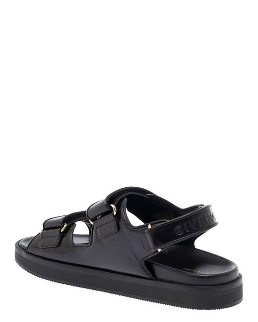 Givenchy Black Flat Sandals With Straps And 4G Detail