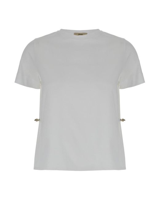 Herno Gray T-Shirt With Drawstring And Cut-Out
