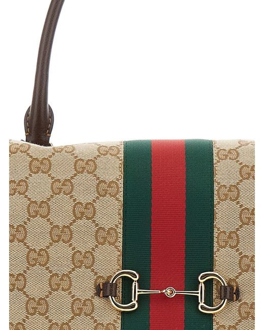 Gucci Natural Handbag With Web Detail And Horsebit Plaque On The Front I