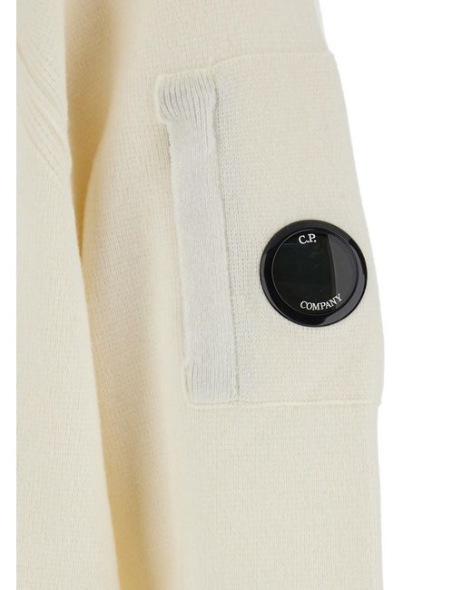 C P Company White Logo Sweaters for men