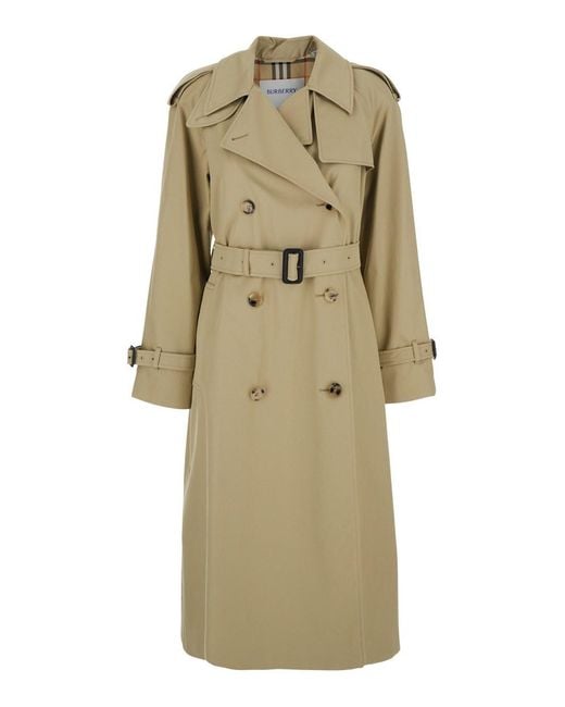 Burberry Natural 'Castleford' Double-Breasted Trench Coat With Waist Belt