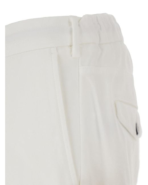 Eleventy White Pants With Elastic Drawstring Waist And Tapered Leg for men