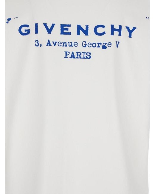 Givenchy White Crewneck T-Shirt With Logo Lettering On The Rear for men