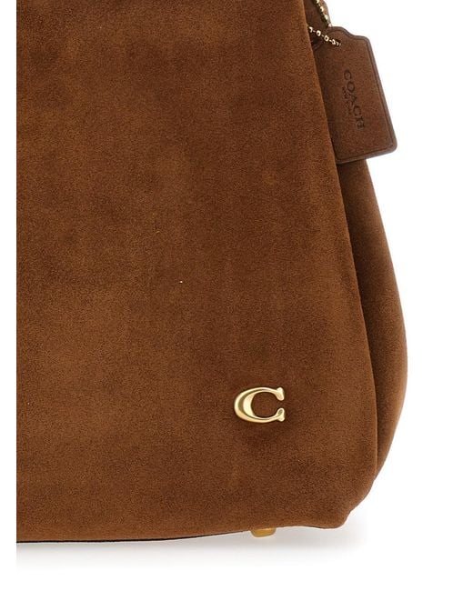 COACH Brown Shoulder Bag Suede Lana