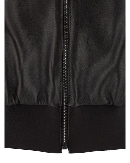 Gucci Black Cropped Bomber Jacket With High Collar