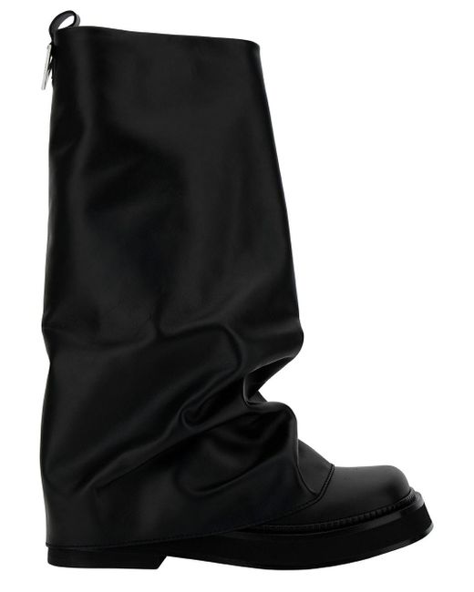 The Attico Black Robin Multilayer Combat Boots With One Block Sole