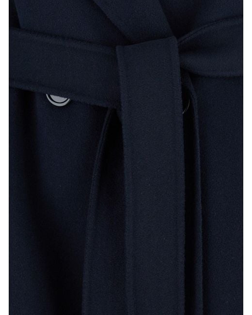 Max Mara Blue 'Enzo' Coat With Wide Notched Revers