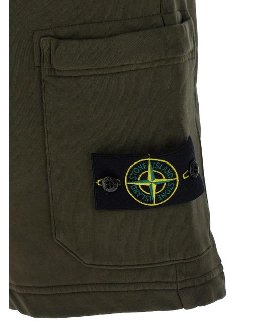 Pantaloncini Con Vita Elasticizzata Con Coulisse E Patch di Stone Island in Green da Uomo