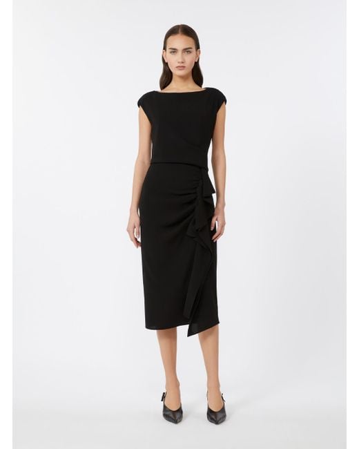 Max Mara Black 'Aia' Dress With Boat Neckline And Draped Detail