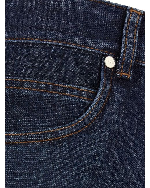 Fendi Blue Shorts With Logo Patch On The Rear