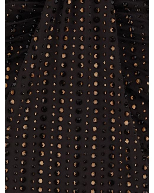 VENUJA Black Crystal Strapless Mini Dress With Elegant Details And Tech Fabr