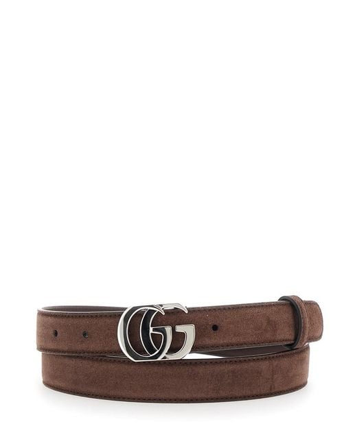 Gucci Brown Suede Gg Belt