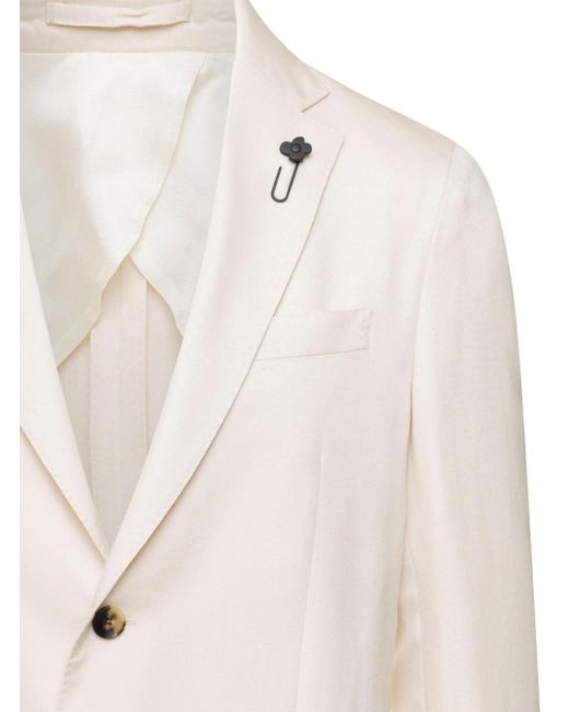 Lardini White Jacket With Classic Collar And Pockets for men