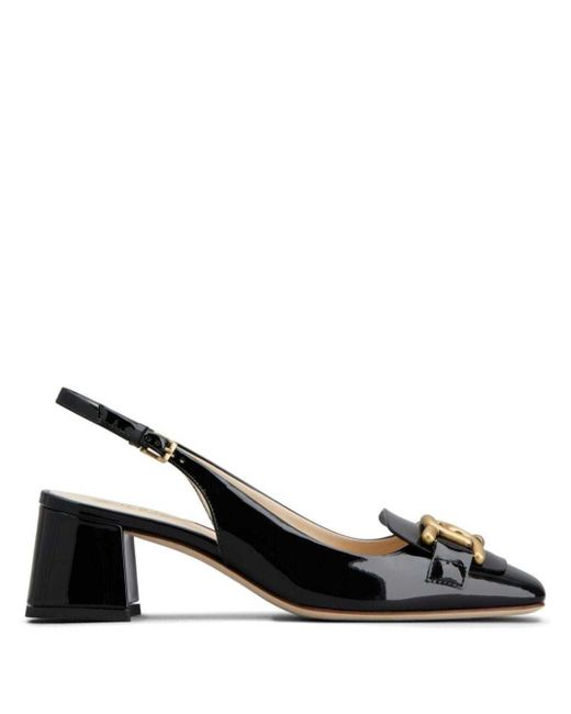 Tod's Black 'Kate' Slingback Pumps With Chain Detail