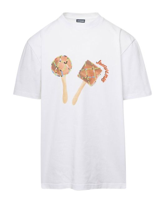 Jacquemus 'maraca' Crewneck T-shirt With Maracas And Logo Print In ...