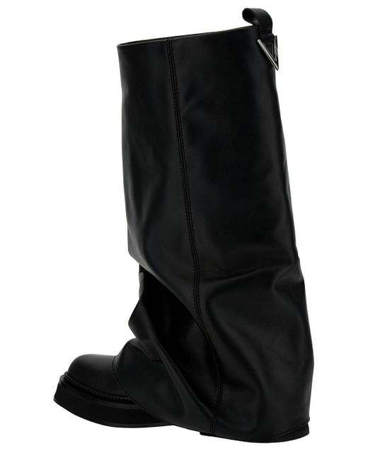 The Attico Black Robin Multilayer Combat Boots With One Block Sole