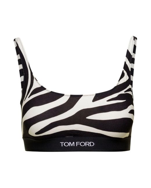 Tom Ford Black And Zebra-Striped Bralette