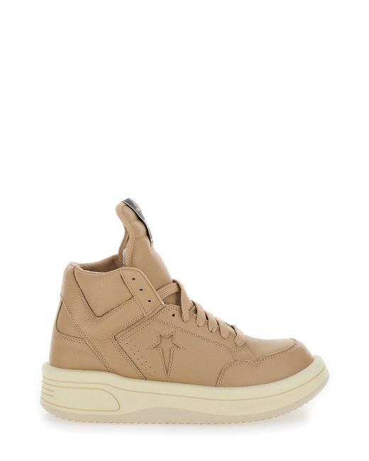 Rick Owens Natural Converse Turbowpn Full-grain Leather High-top Sneakers for men