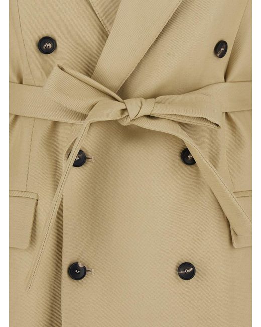 Tela Natural Double-Breasted Jacket With Peak Revers