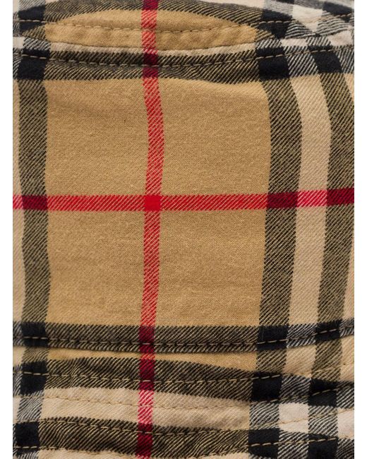 Burberry Natural Bucket Hat With Check Motif for men