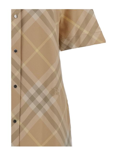 Burberry Natural Chemisier Dress With All-Over Vintage Check Print