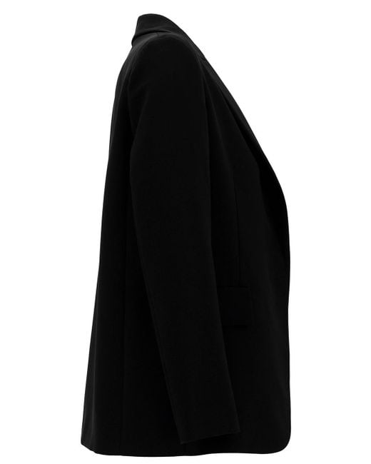 Plain Open Jacket With Peak Revers In Fabric in Black Lyst