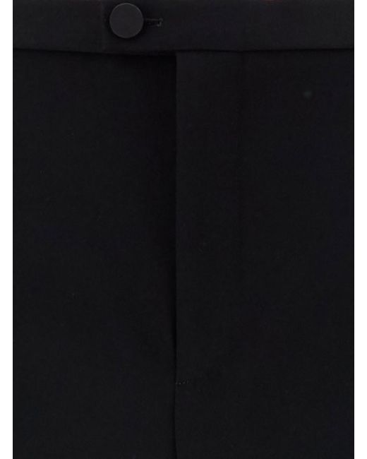 Saint Laurent Black Smoking High-Waisted Pants With Covered Button In for men