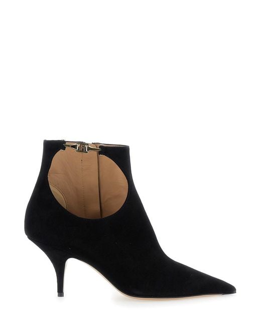 Ferragamo Black Solid Pointed Toe Boot