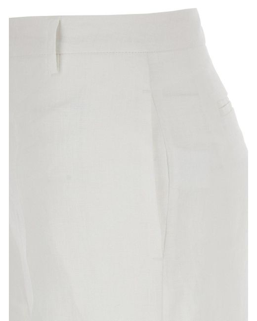 Plain White Trousers With Wide Leg