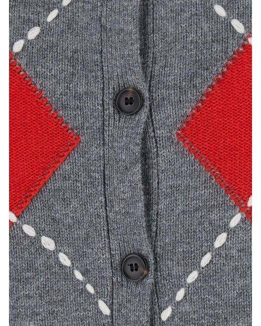 Pinko Gray Cardiff Cardigan Argyle Con Cloth Stitch